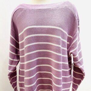 NWT CROFT & BARROW Women Long Sleeve Pullover Boat Neck Striped Knit Sweater 1X